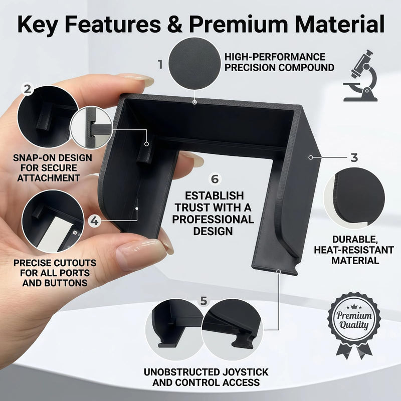 Sun Hood for DJI Osmo Pocket 3, Anti-Glare Screen Sunshade Protective Cover, Gimbal Camera Screen Guard for Outdoor Vlogging, Lightweight & Rotatable Compatible Accessory (Black)