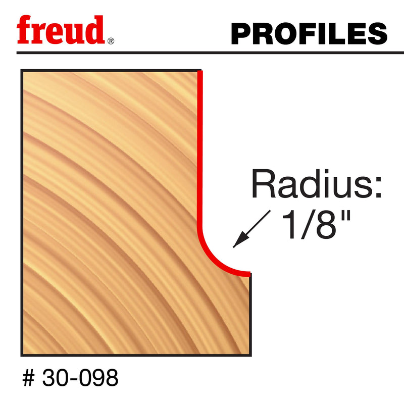 Freud 30-098: 1/8" Radius Cove Bit with 1/4" Shank | With Shear Angle for Decorative Edges and Concave Shapes, For Any Woodworking Project - 30-098
