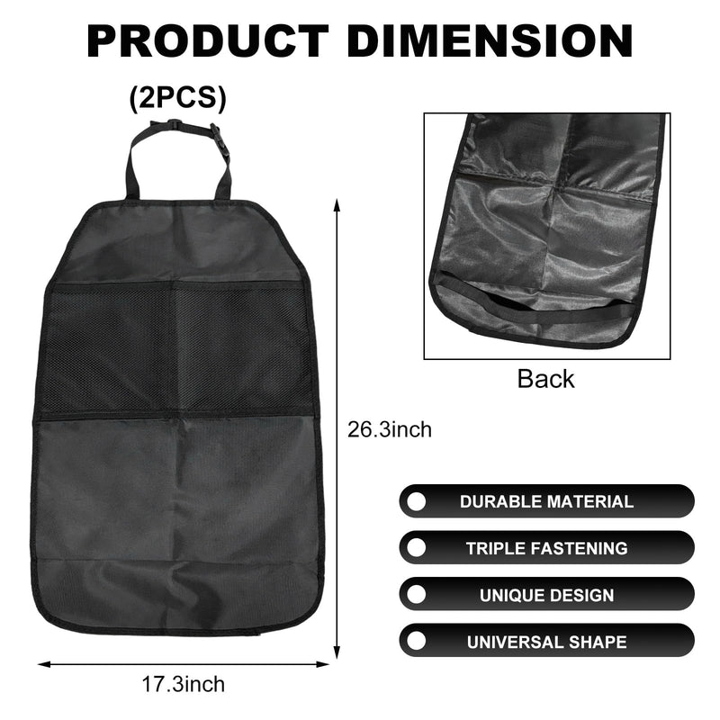 2 PCS Kick Mat Back Seat Protector, Waterproof Car Backseat Protective Kick Mat with 2 Mesh Pockets, Large Vehicle Seat Back Kick Mat Organizer for Kids, Car Accessories 2 PCS