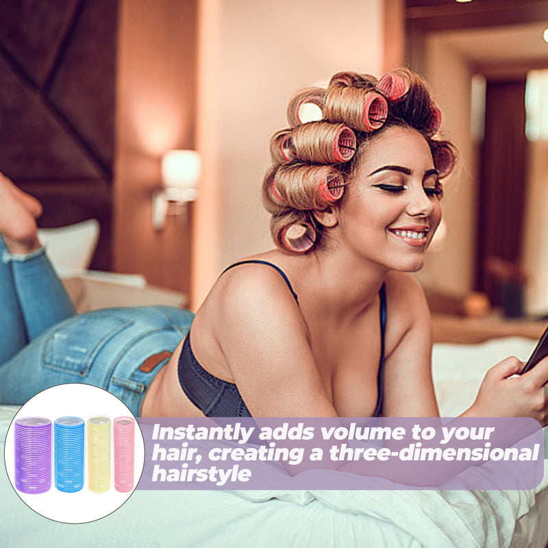  [AUSTRALIA] - jojofuny 4pcs Self-grip Hair Rollers Set for Long Hair Aluminum Heat-conductive Curlers Extended Length in Small Medium Large and Xl Sizes for Overnight Styling