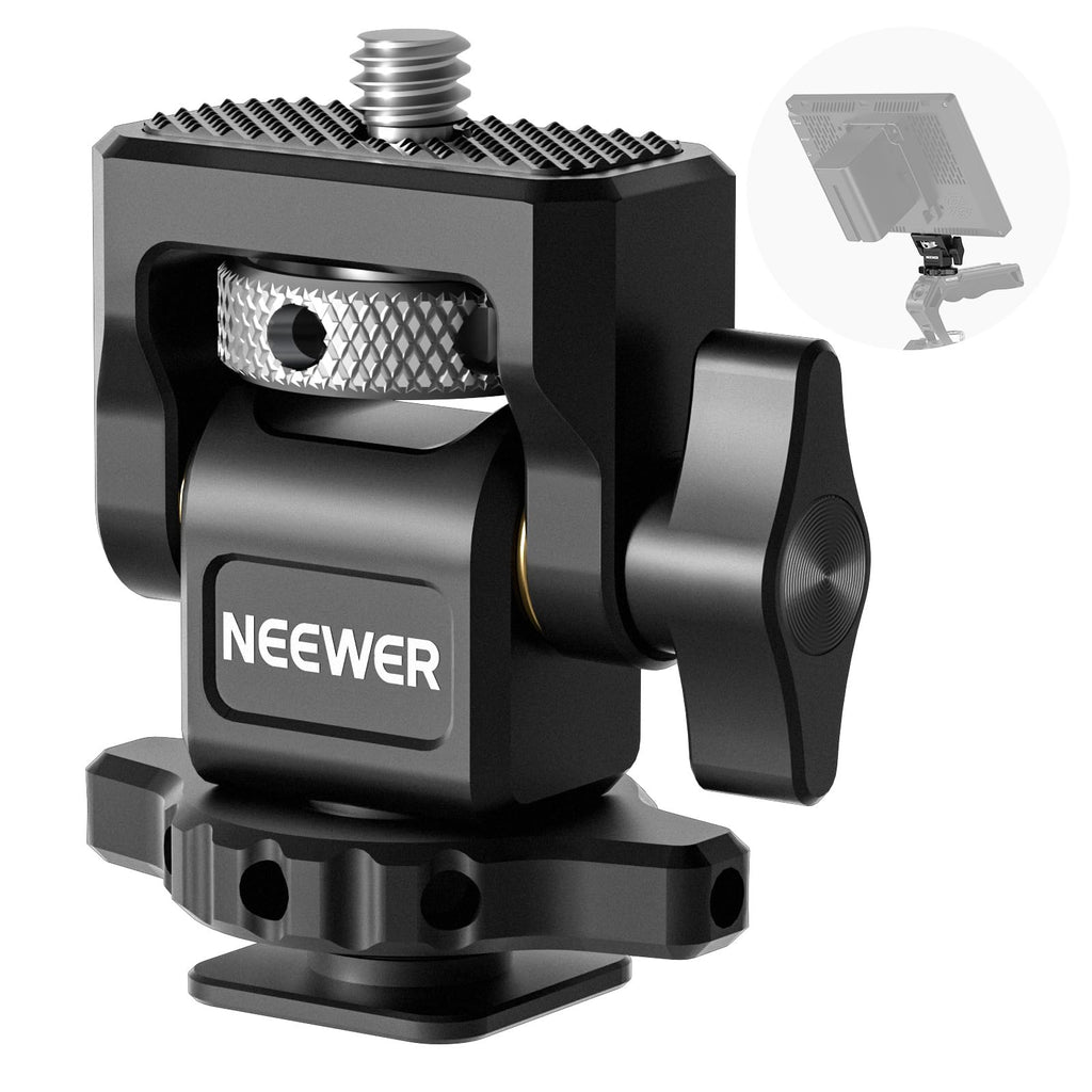 NEEWER Camera Monitor Mount with Cold Shoe, 1/4" Screw for 5" & 7" Field Monitor Compatible with Atomos Ninja V, 360° Swivel 180° Tilt Damping, MA002