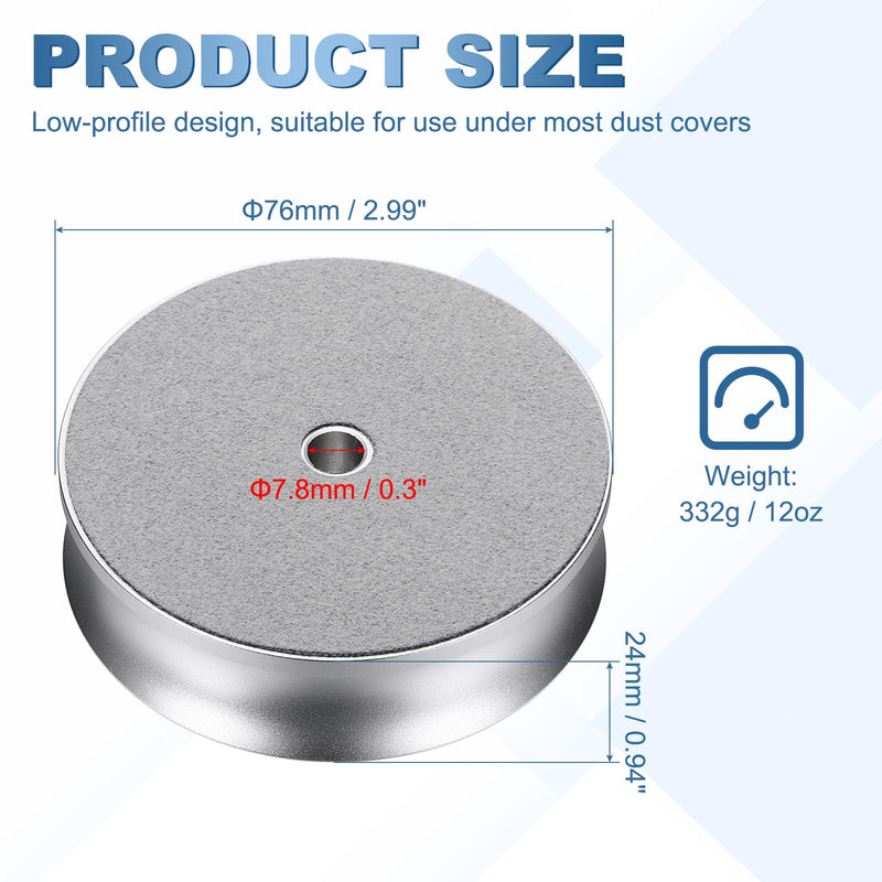 MECCANIXITY Record Weight Stabilizer, 332g/12oz Matte Aluminum Turntable Weight Clamps 3'' x 1'' Vinyl Disc Stabilizer Vibration Dampener for LP Player HiFi Turntable, Silver 12oz (3" x 1")