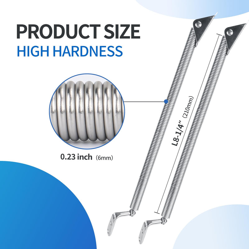 Hoffen 2 Pack 316 Stainless Steel Marine Spring, 8-1/4" (210mm), Heavy Duty Hatch Lid Support Spring for Flip-Up Cabinet Doors