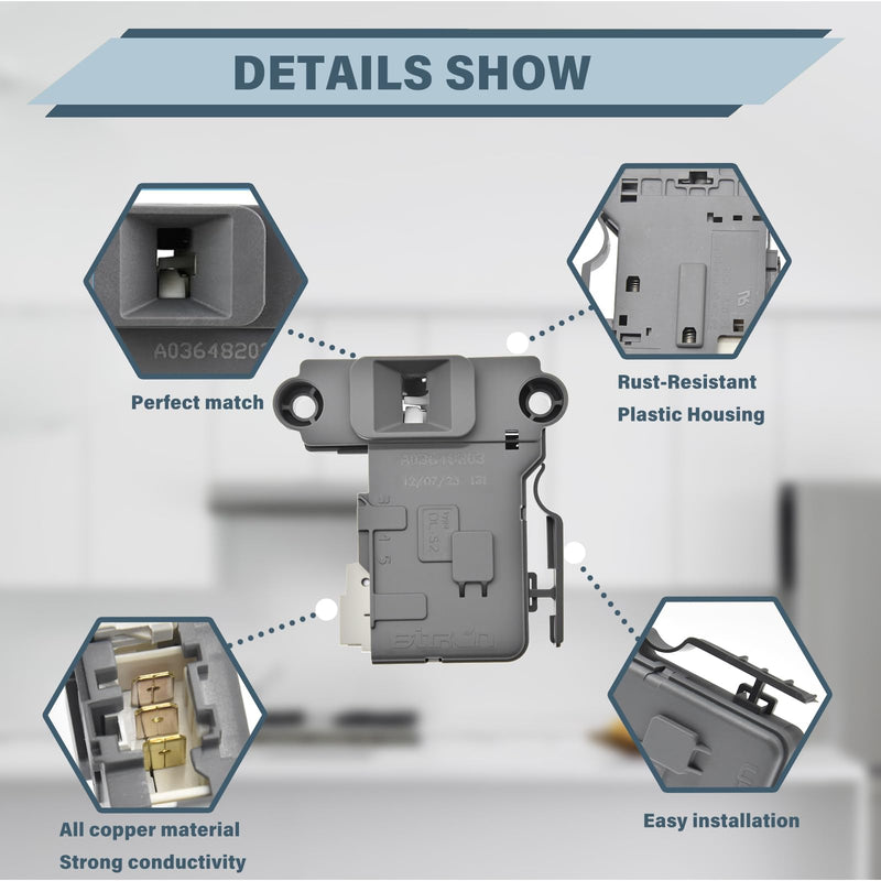 5304505231 clothes washer door lock switch and 5304505088washing machine parts door lock Fit for Frigidaire Electrolux Washer Door Lock Assembly Replace AP6029853 PS11759823 Washer Door Lock Switch