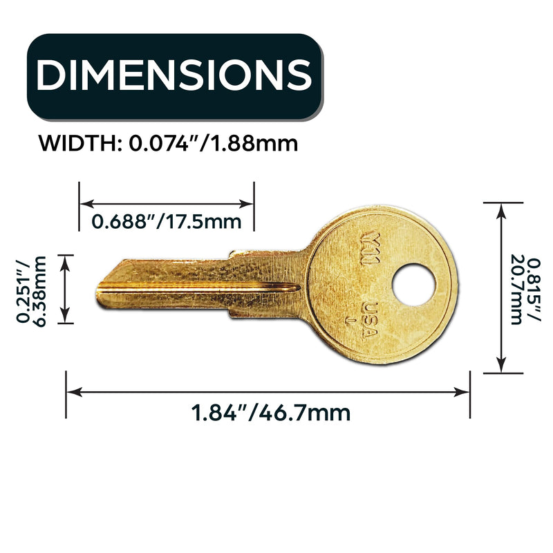 Summit Doorware Y11 Key Blanks in Premium Brass | Uncut Blank Keys for Home and Professional Use | Pack of 50 Blank Keys