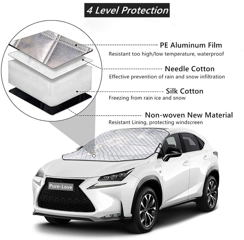 Car Windshield Snow Cover Ice Frost Removal 9pcs Magnetic Windscreen Cover Wiper Protector in All Weather Fist Most Cars SUV Standard