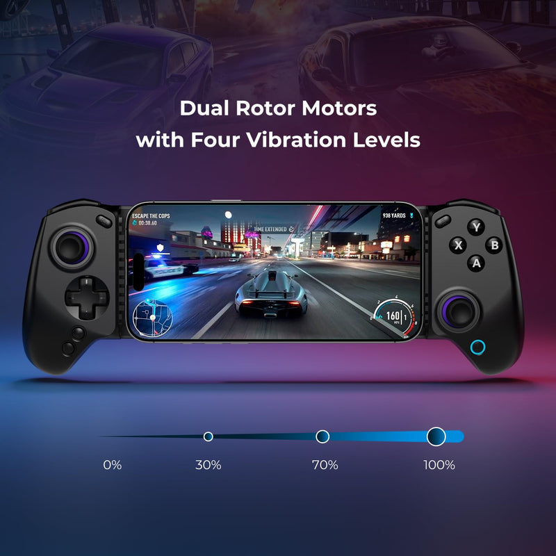 abxylute S8 Bluetooth Mobile Gaming Controller for Switch 1&2, iPhone iPad Android Phones Tablets, Portable Wireless Gamepad with Hall Joystick, Hall Trigger, Customizable Buttons＆Key Mapping (black) black