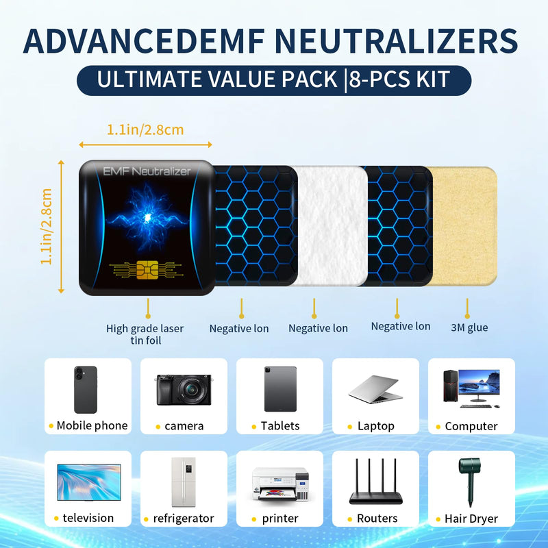 Cell Phone Neutralizer Stickers, Ultra-Thin Adhesive Decals, 8 Pack | Ultra-Thin, Adhesive Decals, Lightweight, Multi-Device Compatible Blue 8P
