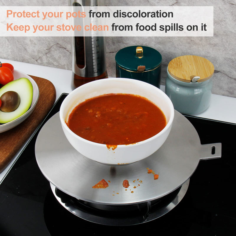 9.45inch Stainless Steel Induction Cooktop Adapter Plate, Heat Diffuser for Glass and Electric Cooktop, Detachable Handle Bakelite-detachable Handle