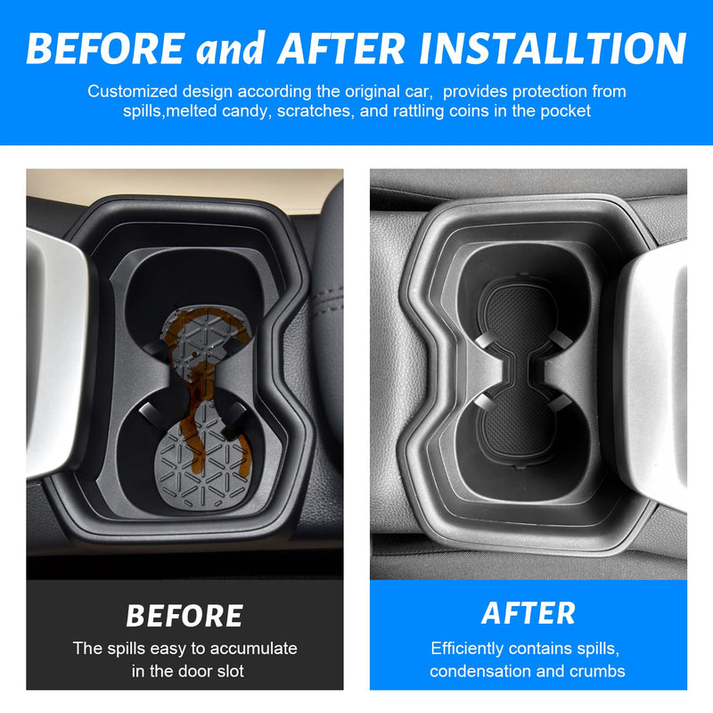 3D Cup Holder Inserts for Toyota RAV4 Accessories 2025 2024 2023 2022 2021 2020 2019 Silicone Cup Coaster Mats Pad Center Console Liner (2Pcs Set, Black Trim)