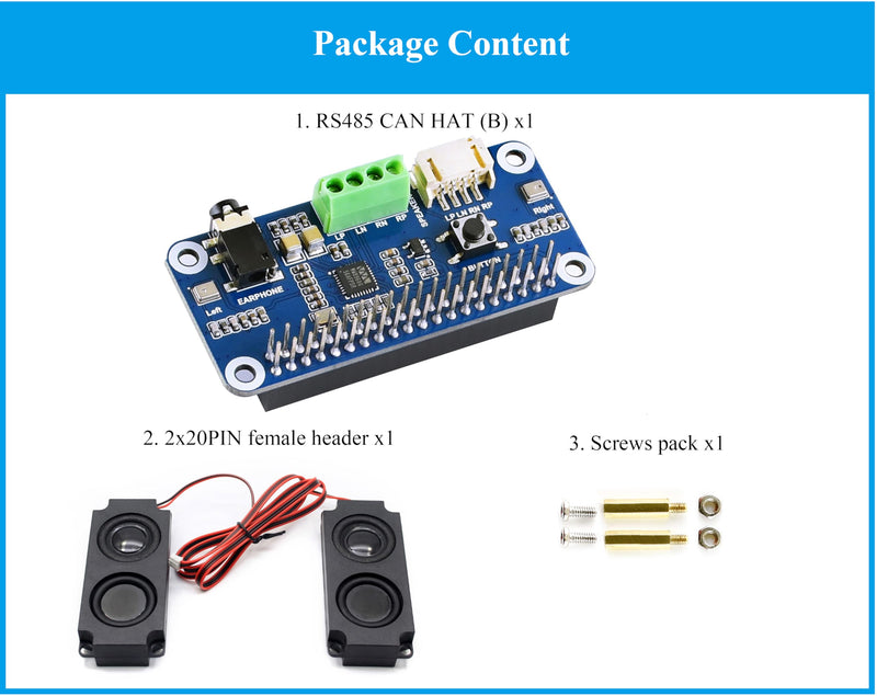 WM8960 Audio HAT Compatible with Raspberry Pi 5/4B/3B+/3B/Pi Zero/Zero W/Pi Zero 2W/Zero 2WH/Pico W/Pico 2W, WM8960 Hi-Fi Sound Card HAT, Stereo CODEC, Hi-Fi Play/Record, Come with 8Ω 5W Speaker