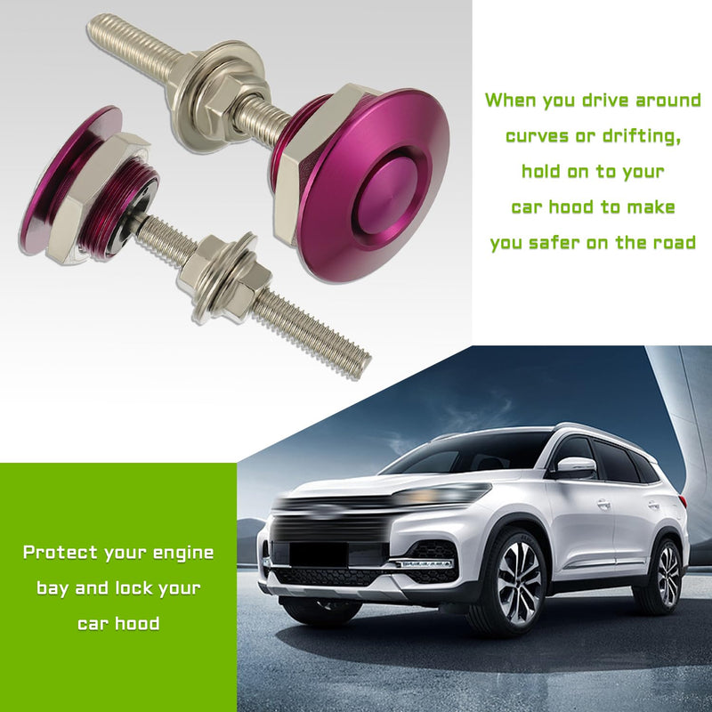 Diameter 1.25 inch Quick Release Latch Bumper Bumper Hood License Plate Lock Clip Kit Universal Aluminum Engine Hood Pin(Pack of 2pcs,Purple) Purple