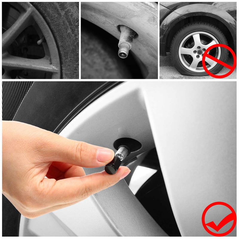 Mudder 20 Pieces Tire Valve Caps Aluminum Valve Stem Caps in Hexagon Shape with Rubber O-Ring Seal Stem Covers Universal Fits for Car Truck Motorcycles Bike and Bicycle(Black) Black