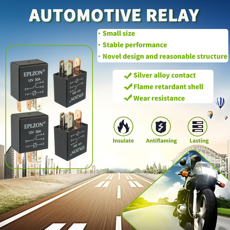5 Pin 12V 30A SPDT Relay High Performance Multi-Purpose Waterproof Stable Relay for Auto Universal Replacement Accessories(Pack of 4pcs) 5 PIN 4PCS