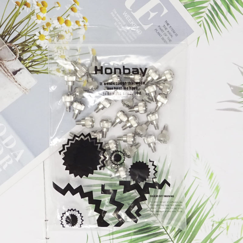 Honbay 40PCS 6#-32x5 M3.5 PC Computer Case Thumbscrews Thumb Screws (White Nickel) white nickel