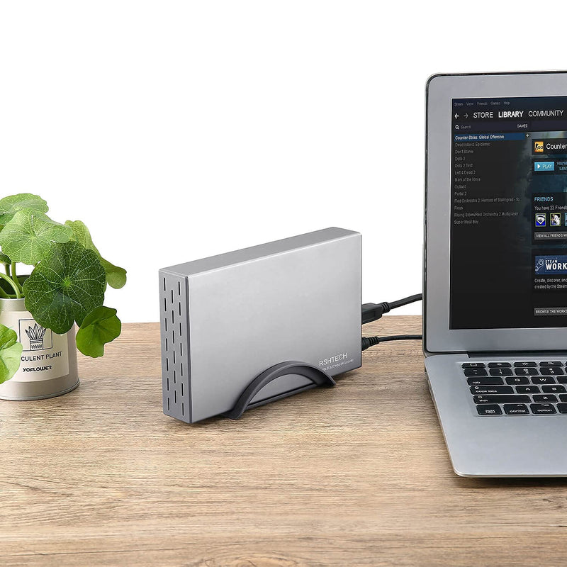 RSHTECH 3.5 inch Aluminum SATA Hard Drive Enclosure + SATA Dual Bay Hard Drive Docking Station