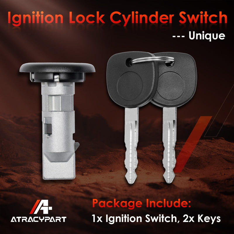 Ignition Lock Cylinder Switch with Keys, Compatible with 1999-2007 Chevy Silverado Avalanche Tahoe Suburban GMC Sierra Yukon Buick Hummer Bravada Pontiac Vehicles, Replace#: US-312L Ignition Cylinder