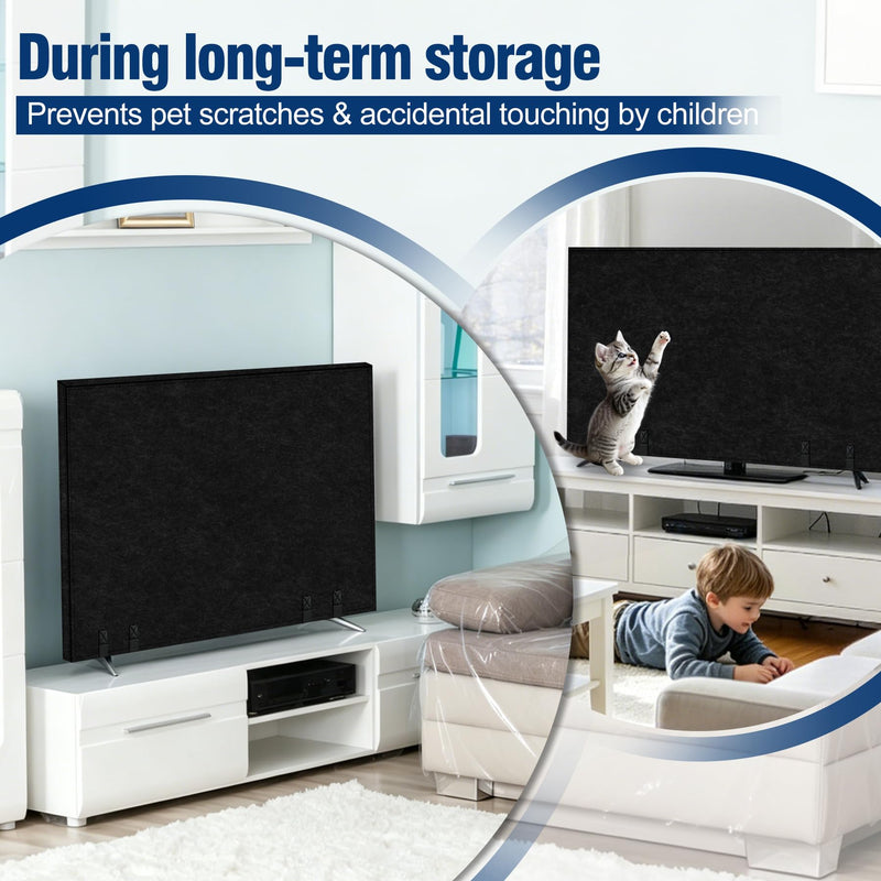 50"–55" TV Moving Cover, Thick Felt Dust Anti-Scratch | TV Screen Cover with Bottom Strap for TV Moving, Home Renovation & Pet Scratch or Other Furniture 50"-55"