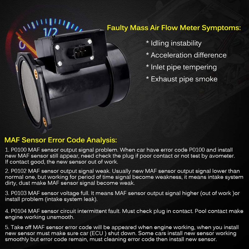 FAERSI Mass Air Flow Sensor 22680-31U00 2268031U00 Replacement for Maxima Infiniti I30 J30 Q45, 1995 1996 1997 1998 1999 Maxima 3.0L, 1996-1999 I30 3.0L, 1995-1997 J30 3.0L, 1997-2000 2001 Q45 4.1L