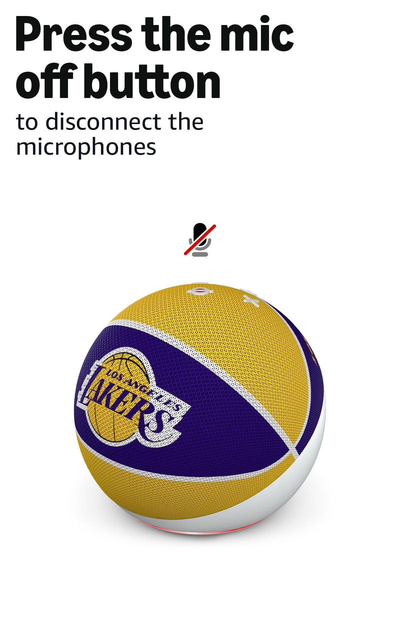 Amazon Echo Dot (newest model) | Officially Licensed NBA Limited-Edition | Los Angeles Lakers