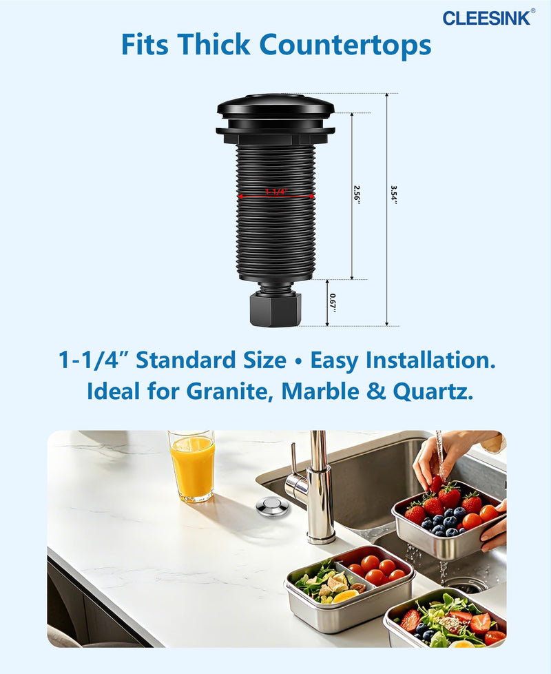 CLEESINK Garbage Disposal Air Switch Kit, Sink Top Air Switch Kit, Garbage Disposal Part with Brushed Gold Button, Single Outlet LONG/3.54",UL Single Outlet LONG/3.54"