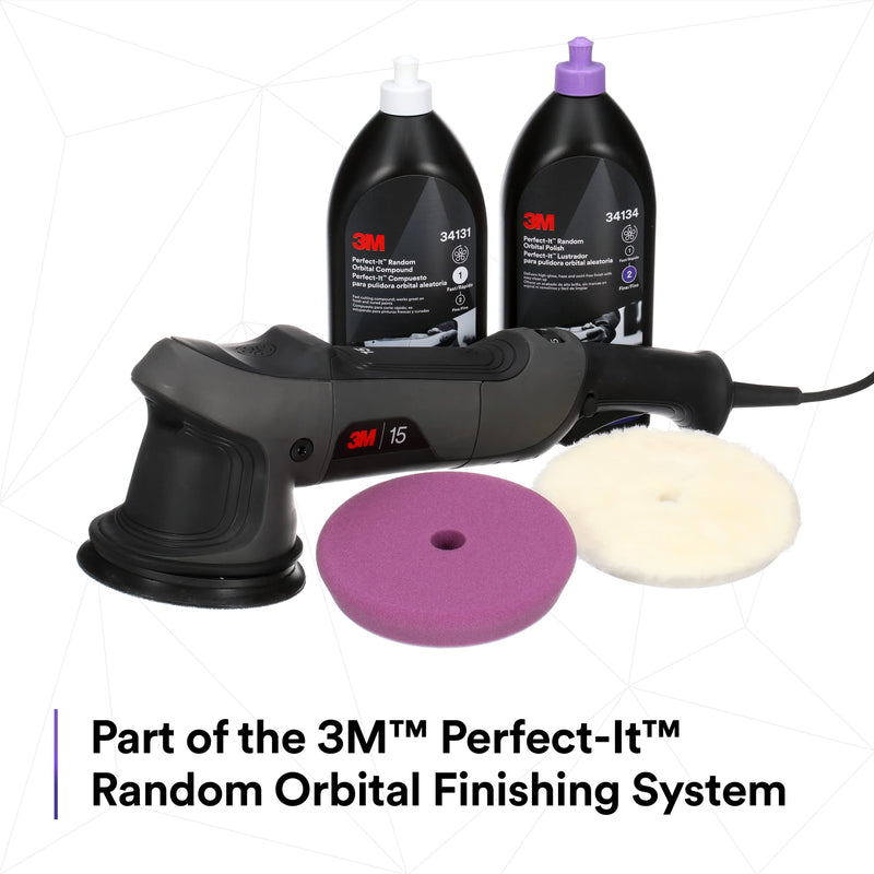 3M Perfect-It Random Orbital Medium Wool Compounding Pad, 6"/150 mm, White, 34125, Orbital Pads for Automotive Compounding and Polishing 6" 150mm