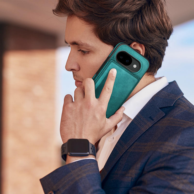 DJDUCK Designed for Google Pixel 10A Case Wallet with Card Holder, [Magnetic Clasp Cover] [RFID Blocking Leather Protection] Shockproof Women Men Cases 6.1 Inch for Pixel 10A Blue Green