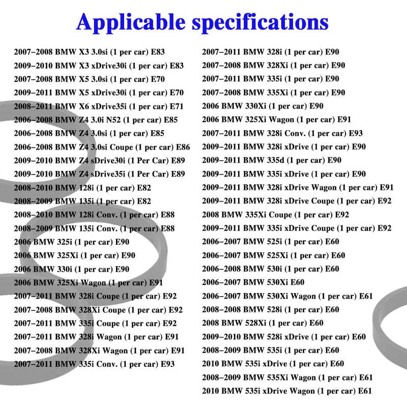 6 PCS Intake Manifold Rubber Sealing Gasket for N52 N54 E60 E70 E90 E92-128i 135i 325xi 328i 328xi 330i 335i 525xi 528i 530i 535xi 640i M5 M6 X1 X3 X5 X6 Z4, Replace 11617547242