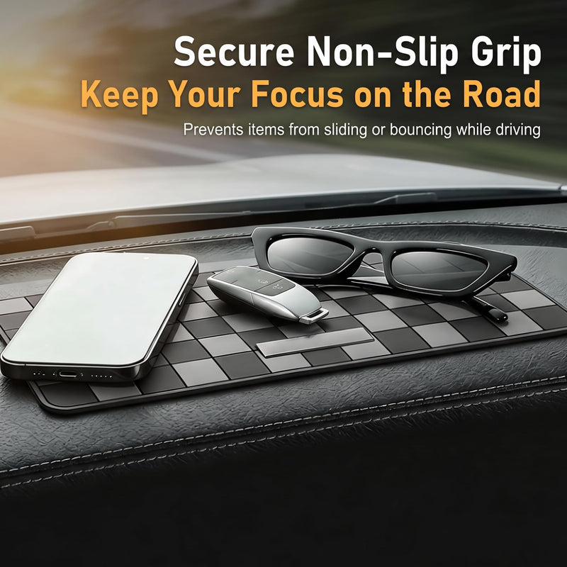 Car Dashboard Non Slip Mat, Multifunctional Fixate Anti Slide Pad for Phone Keys Sunglasses GPS, Heat-resistant Sticky Dash Mat, Storage Accessory for Car & Home & Office (Black & Gray) 1 PC Black & Gray