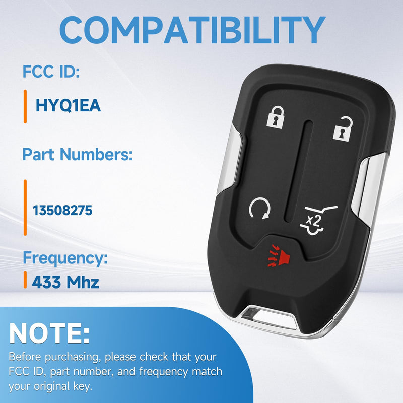 2 Pcs Smart Key Fob Replacement Remote fits for GMC Acadia 2017 2018 2019 2020 2021 Car Keyless Entry Remote HYQ1EA 433 Mhz ID46