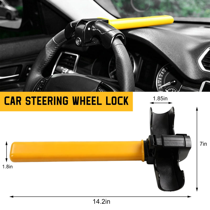 Car Steering Wheel Lock, Heavy Duty Auto Steering Wheel Security Locking Device with 2 Keys, Universal Anti Theft Rotary Wheels Lock for SUVs Trucks Cars, Car Accessories