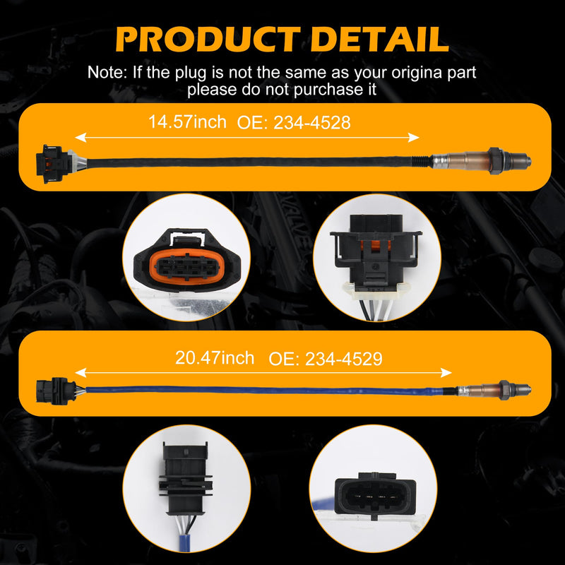 2Pcs Oxygen Sensor Upstream Downstream O2 Sensor Fit for 2011-2016 Chevy Cruze 2012-2020 Chevy Sonic 2013-2020 Chevy Trax 1.4L L4, 2013-2021 Buick Encore 1.4L L4 Replace 234-4528 234-4529