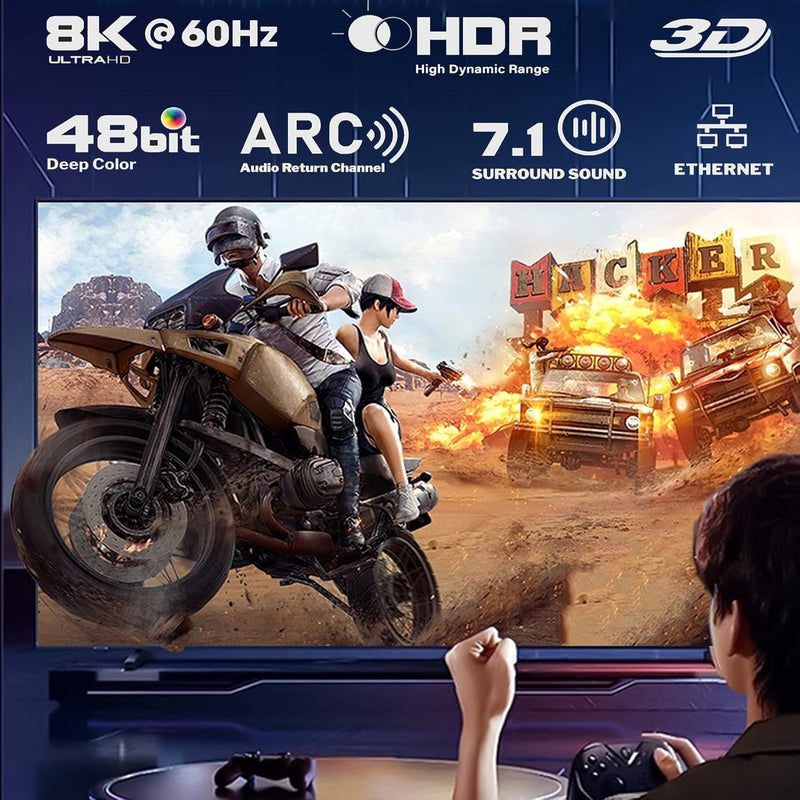 8K HDMI 2.1 Cable 3.3 FT 5-Pack, Shielded HDMI Cord 3.3FT, 48Gbps High Speed HDMI Cord-8K@60Hz, 4K@120Hz/165Hz, HDCP 2.2&2.3, HDR 10 for ARC, eARC, TV, PC, PS4 PS5 Switch KVM Splitter Sound Bar/Roku 3ft Grey