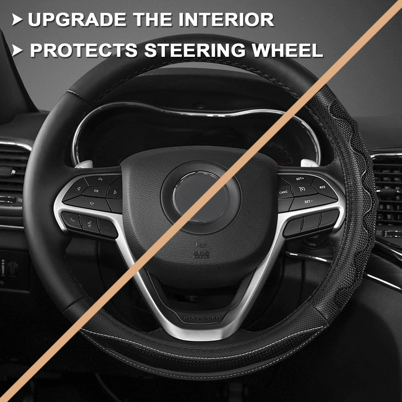 GIANT PANDA Steering Wheel Cover for Jeep Wrangler, Car Steering Wheel Cover for Jeep Grand Cherokee and Cherokee - Black Jeep SUV