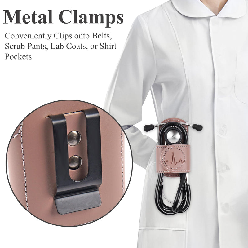 Stethoscope Holder Hip Clip.Night Shift Nurse Essentials Organizer,3M Littmann Stethoscope Belt Clip for Scrubs, Nursing Tools Holster Case,Teaching Stethoscope Holder &Accessories(1-Rose) 1-Rose 1 Pack