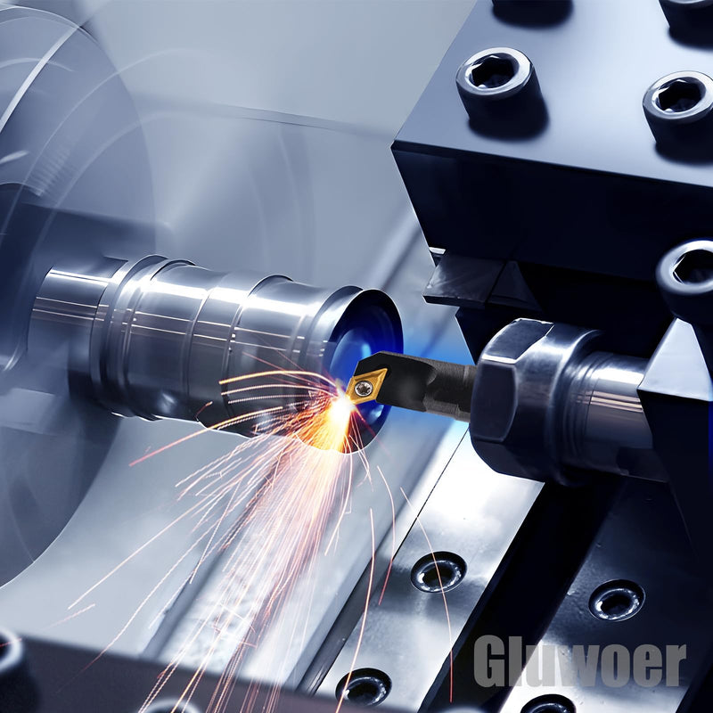 Indexable Lathe Turning Tool 1/2" Shank 14PCS Kit-4PCS Metal Lathe Tools Holder 10PCS DCMT21.51 Carbide Insert for Turning Boring Grooving SDJCR1212H07/SDNCN12120H07/SDJCL1212H07/S12M-SDUCR07 4pcs 1/2" 07shank +10pcs Inserts