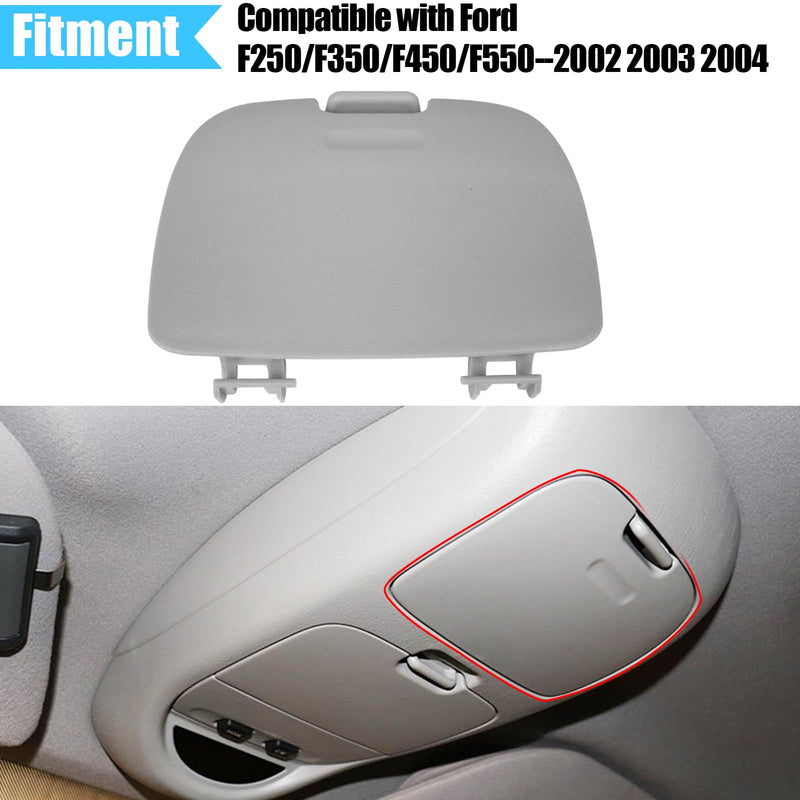 Jaronx Compatible with Ford Garage Door Opener Cover F250/F350/F450/F550 2002 2003 2004, Roof Console Overhead Console Storage Lid Compatible with F250 F350 F450 F550 Super Duty 2C3Z7811586CAB(Gray) Garage Door Cover