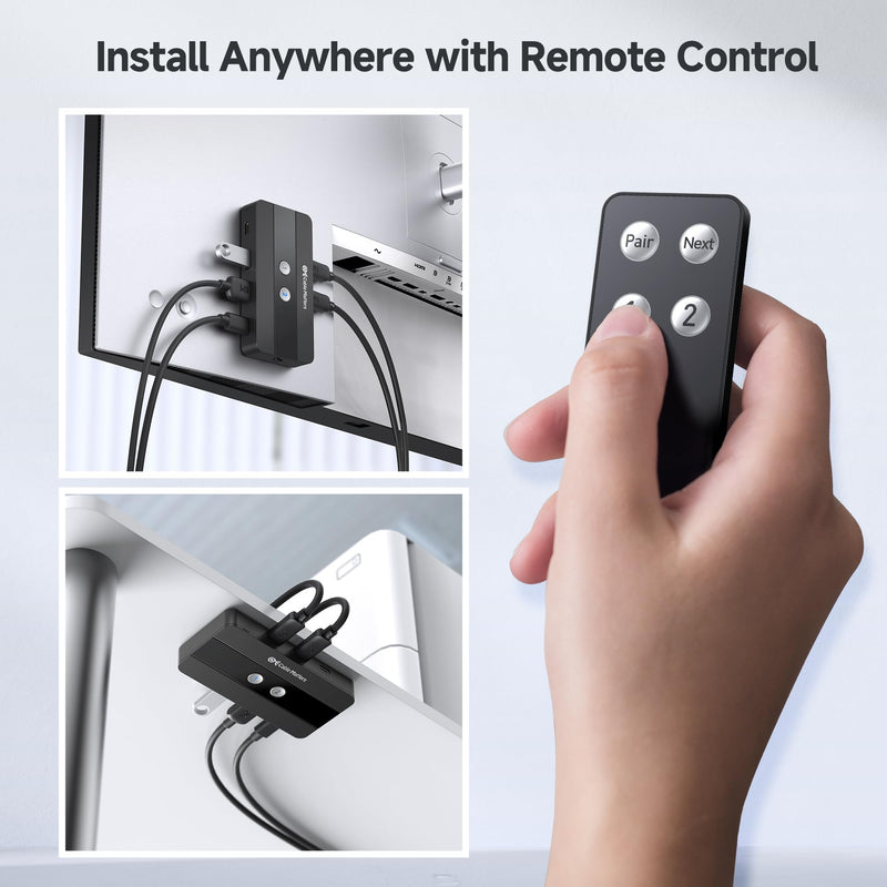 Cable Matters USB C Switch for 2 Computers with Remote Control, 10Gbps Data Transfer, Shares 2X USB-A and 2X USBC Peripherals (Keyboard, Mouse, Printer, SSD), Data Only - No Video, No Host Charging