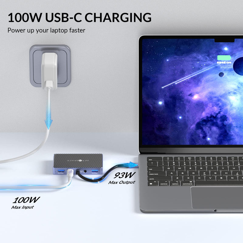 7 in 1 Docking Stations, 100W Charging for Laptop, 1 x USB 3.0, 2 x USB 2.0, Dual Display, HDMI for 4K@60Hz, VGA for 1080P@60Hz, 3.5mm Audio, for Dell/HP/Lenovo/Surface/Mac PD, HDMI, USB-A, 3.5mm Jack, VGA, 7 Ports Black