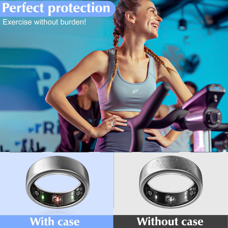 6 Pack Ring Cover Compatible with Oura Ring Protector, Silicone Elastic Case Compatible for Oura Ring Gen 3 Working Out Accessories Men Women-2Black+2Clear+2Blue-M for 11 12 13 2Black+2Clear+2Blue M for 11/12/13