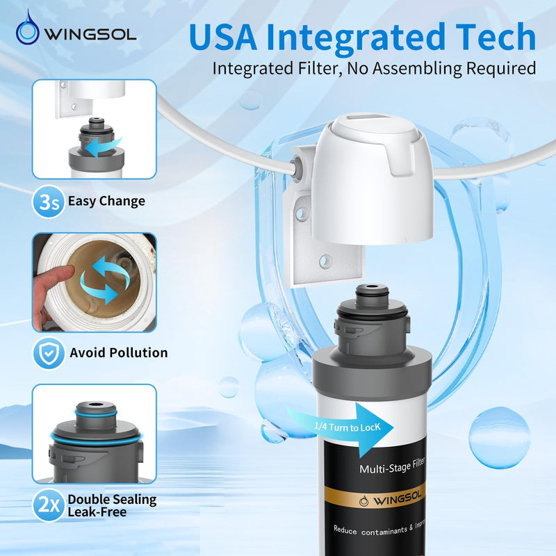 WINGSOL Replacement Filter Cartridge for Under Sink Water Filter Compatibel with: WS-QC-001, WS-QC-001 (F), WS-QC-001 (FY), WS-QC-001 (FB), 1 Pack