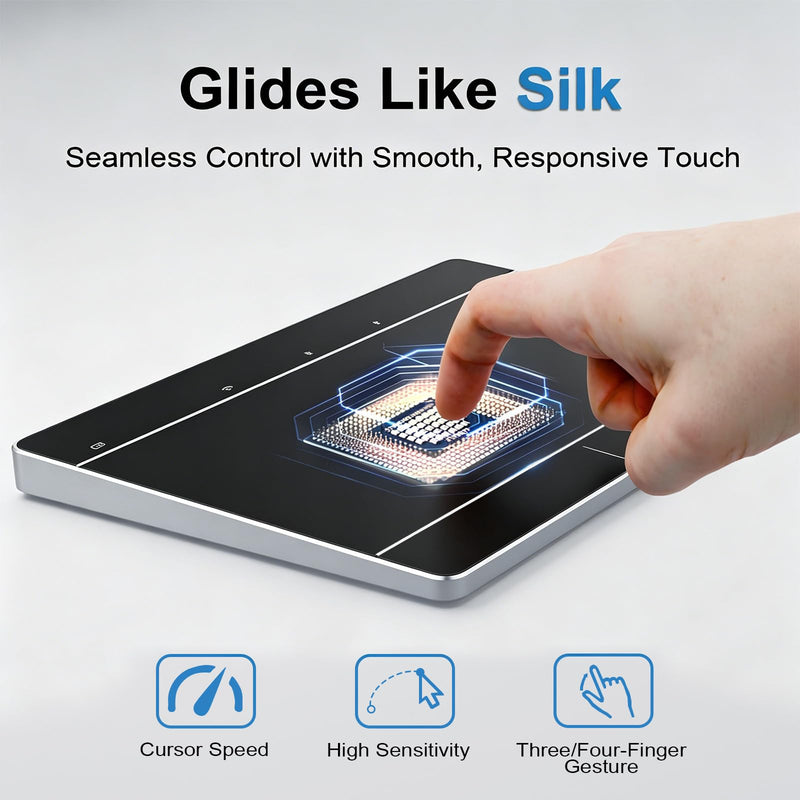 Wireless Bluetooth Trackpad for Windows 10/11, Supports 3 Connection Modes, High-Precision Multi-Gesture Touchpad, Compatible with PC Laptop Computer Black