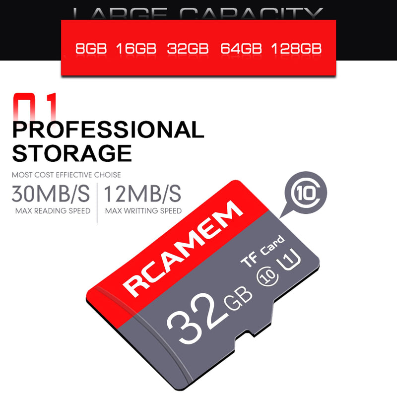 32GB Micro Memory Card with Adapter TF Card Class 10 for Camera | Compatible with smartphones, tablet, dash cam, drones, sports camera, surveillance etc