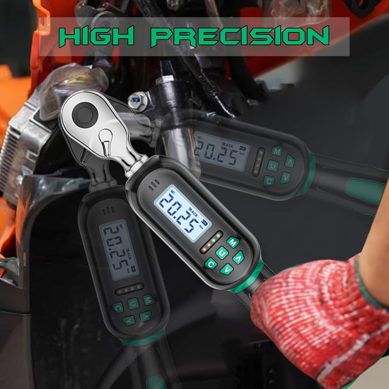 1/4" Drive Digital TorqueWrench, 1.11-22.13 Ft.lb/1.5-30 Nm, Preset Value, Buzzer/LED, ±2% Accuracy, for Gunsmithing, Bike & Motorcycle Maintenance 1/4-Inch 1.1-22.1 Ft-lb/1.5-30 Nm