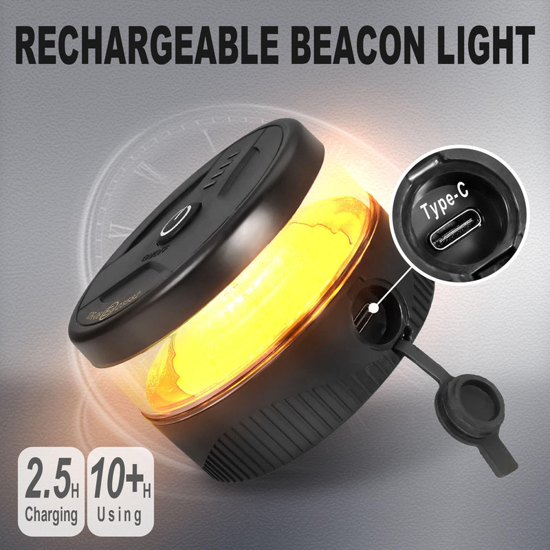 Agrieyes USB-C Wireless Beacon Light, 32 LED Rechargeable Strobe Lights with Magnetic, Mini Amber Flashing Warning Emergency Safety Lights for Trucks Vehicles Tractor, Portable Waterproof