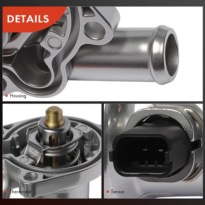 A-Premium Upgraded Aluminum Engine Coolant Thermostat Housing Assembly with Sensor & O-ring Compatible with Chevy Cruze 11-16, Sonic 12-20, Trax 13-21 & Buick Encore 13-21, 1.4L, Replace# 55565336