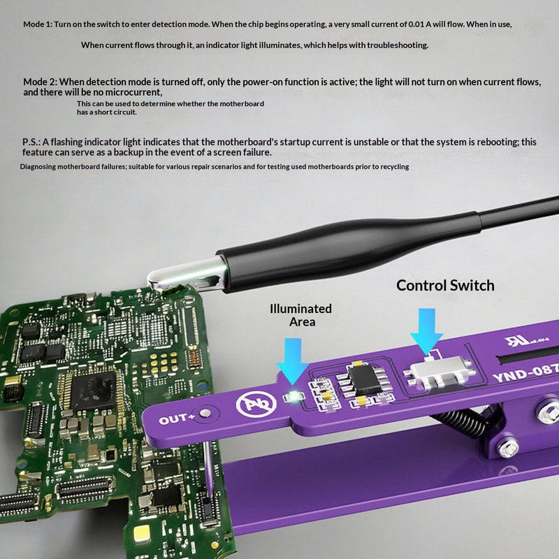 Phone Power Boot Test Clip, Motherboard Startup Current Detection Switch Clip, Battery-Free Power On Test Fixture for Unencrypted Phone Series Motherboard Repair, Short Circuit Repair Tool
