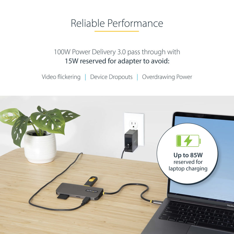StarTech.com USB C Hub, 4K 60Hz HDMI Video with USB-C DP 1.4 Alt Mode, USB 5Gbps Dock for MacBook M1 M2 M3 M4 & Windows, Gigabit Ethernet, SD/MicroSD, 100W Charging, 12in Cable 8-IN-1
