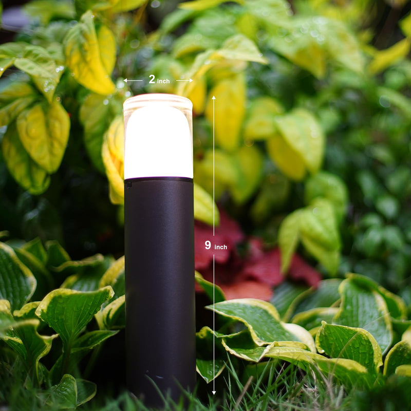 GOODSMANN Low Voltage Pathway Lighting 2W LED Bollard Landscape Lights 2700K Warm White Wired Path Light 100 Lumens Metal Outdoor Brown Finish Walkway Driveway Light with Stake Cable Connector Bollard 1PK