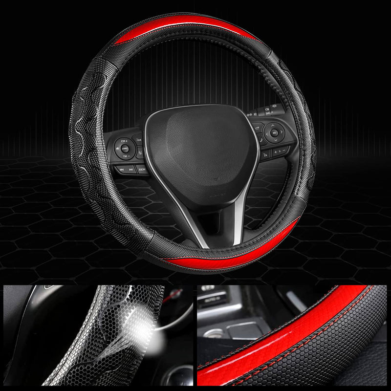 GIANT PANDA Steering Wheel Cover for Toyota, Auto Car Steering Wheel Cover for Toyota Highlander Rav4 Corolla Camry,Standard Size - Red Toyota Standard Size - A Style